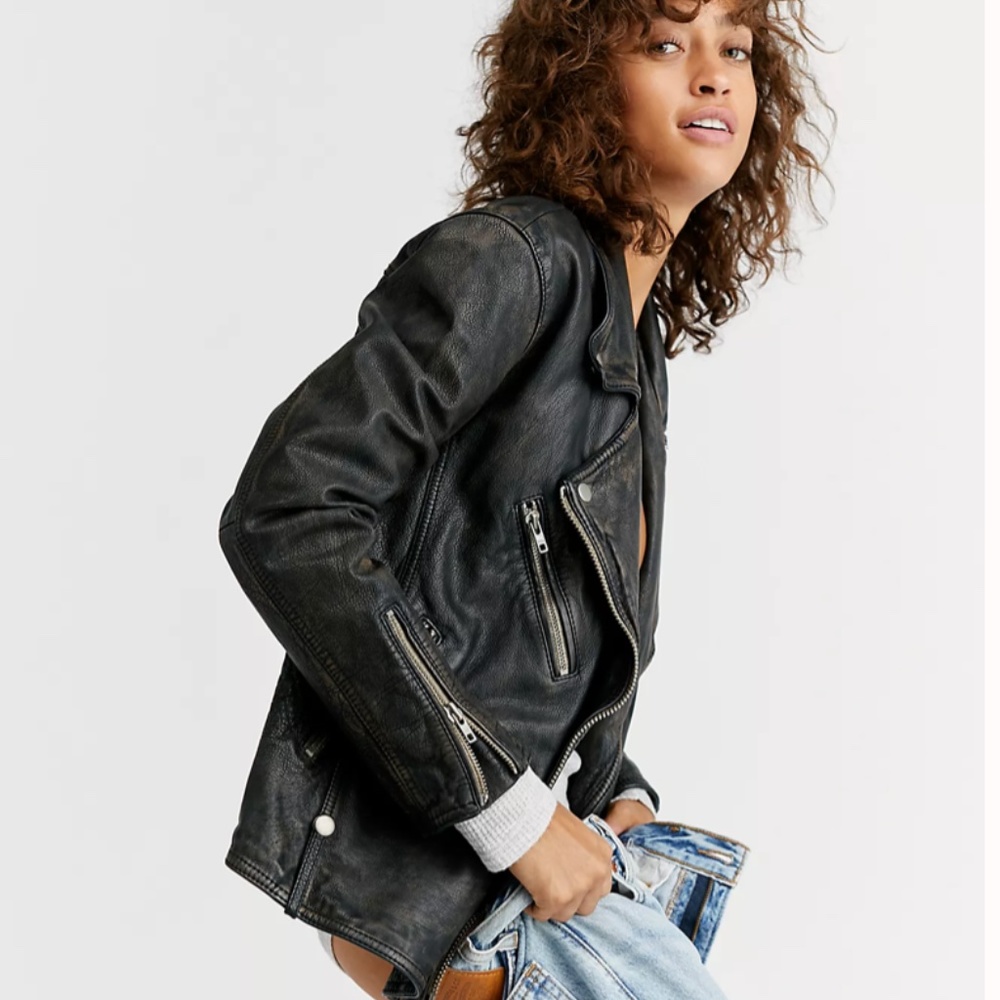 Free People Jealousy Leather Moto Jacket